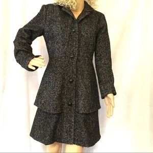 BB Dakota Feminine Playful Gray Tweed Ruffle Coat